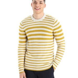 IceBreaker Men's Merino Shearer Crewe Sweater Ecru Heather Gold Stripe XL
